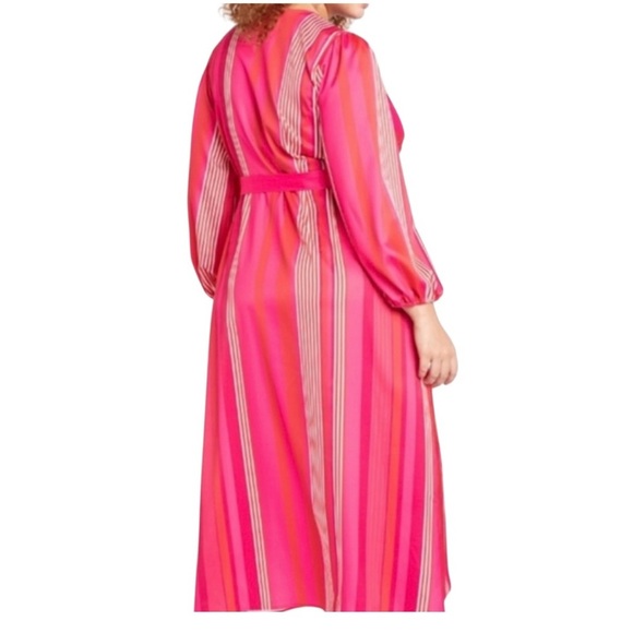 Eloquii Pink Striped Wrap Dress - Picture 2 of 8
